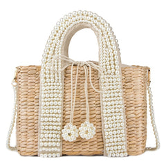 2020 New Summer Pearl Hand-woven Straw Bag