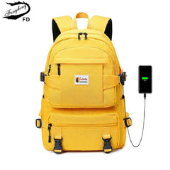 Fengdong fashion yellow backpack children school bags for girls waterproof