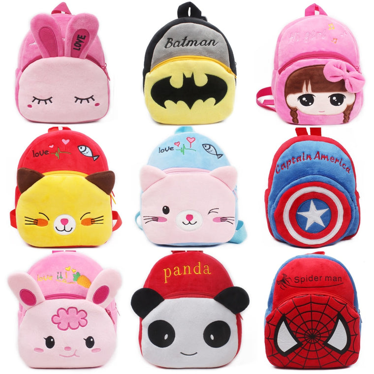 Fashion Children School Bags 3D Cartoon Print Plush Kids Backpack