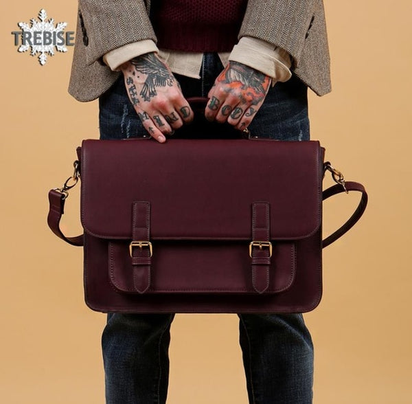 2020 New Women British Leather Handbag Business Briefcase Men