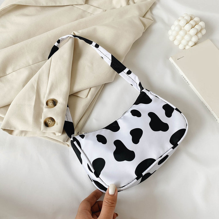 Fashion Cow Milk Print Women Handbag Totes Female