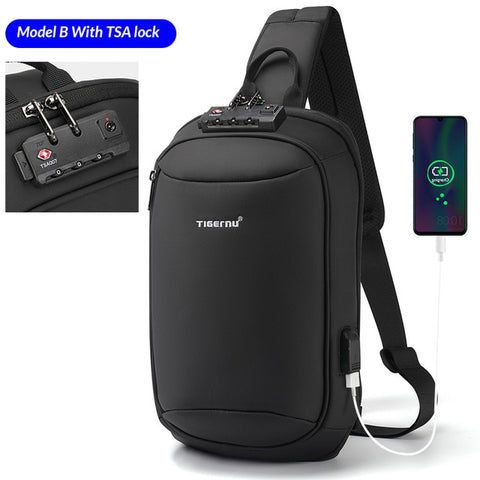 Tigernu New Men Bag USB Charging Chest Bag