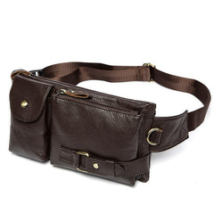 WESTAL Genuine Leather Waist Packs Men Waist Bags