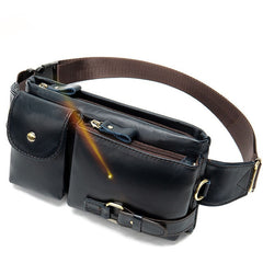 WESTAL Genuine Leather Waist Packs Men Waist Bags